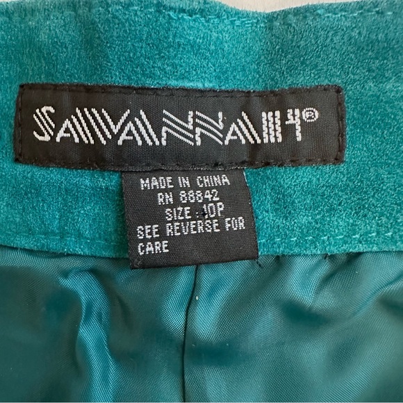 VTG SAVANNAH TURQUOISE TEAL SUEDE LEATHER HIGH WAIST PLEATED BERMUDA SHORTS Sz10 - Picture 5 of 11